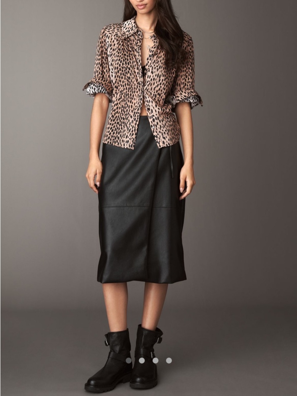 NWT Anthologie Maeve Faux Leather Wrap Midi Skirt